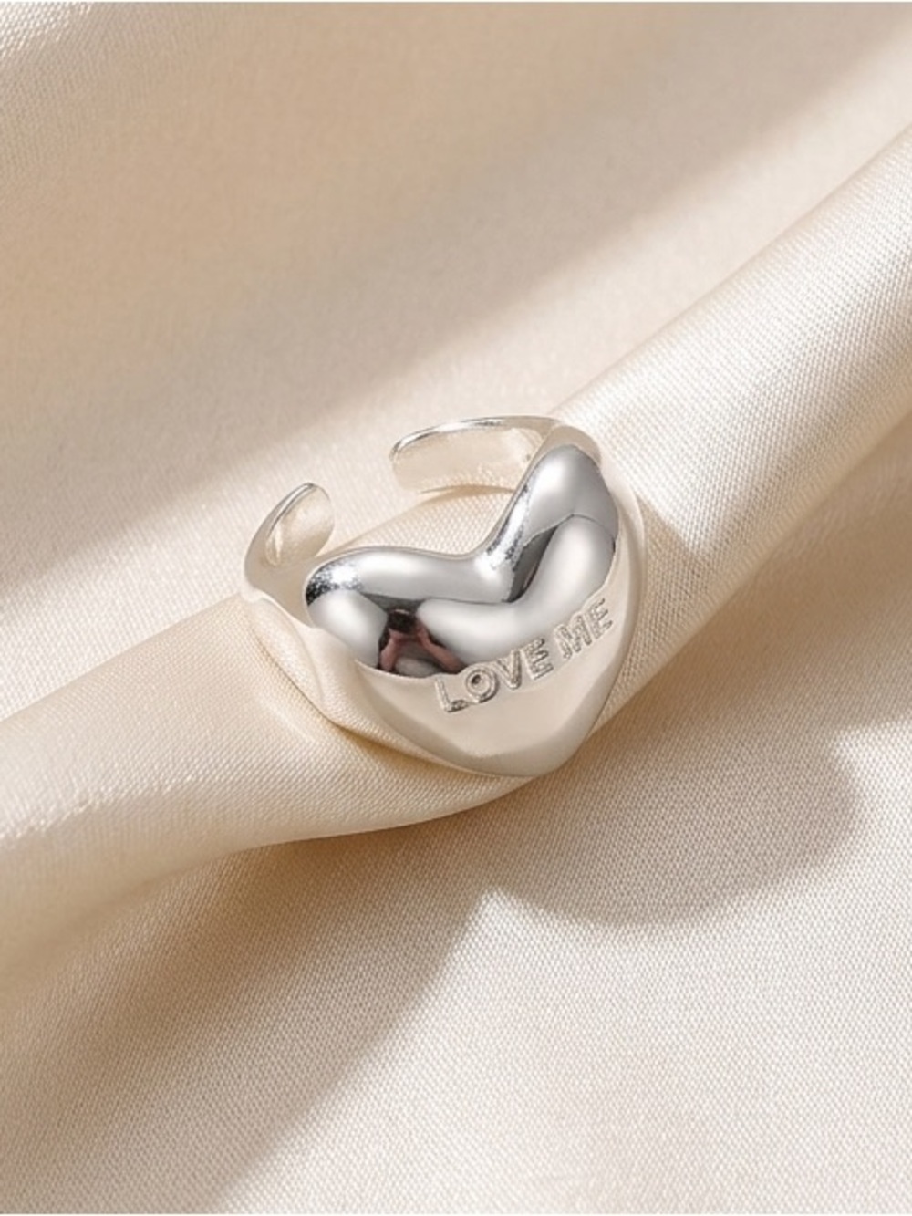 New! 925 Sterling Silver Heart 'LOVE ME' Adjustable Ring
